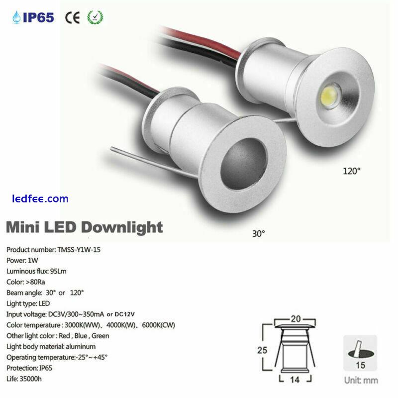 1W Mini LED Cabinet Downlight Recessed Spot light Ceiling Lamp  DC12V 9PCS Kit 4 