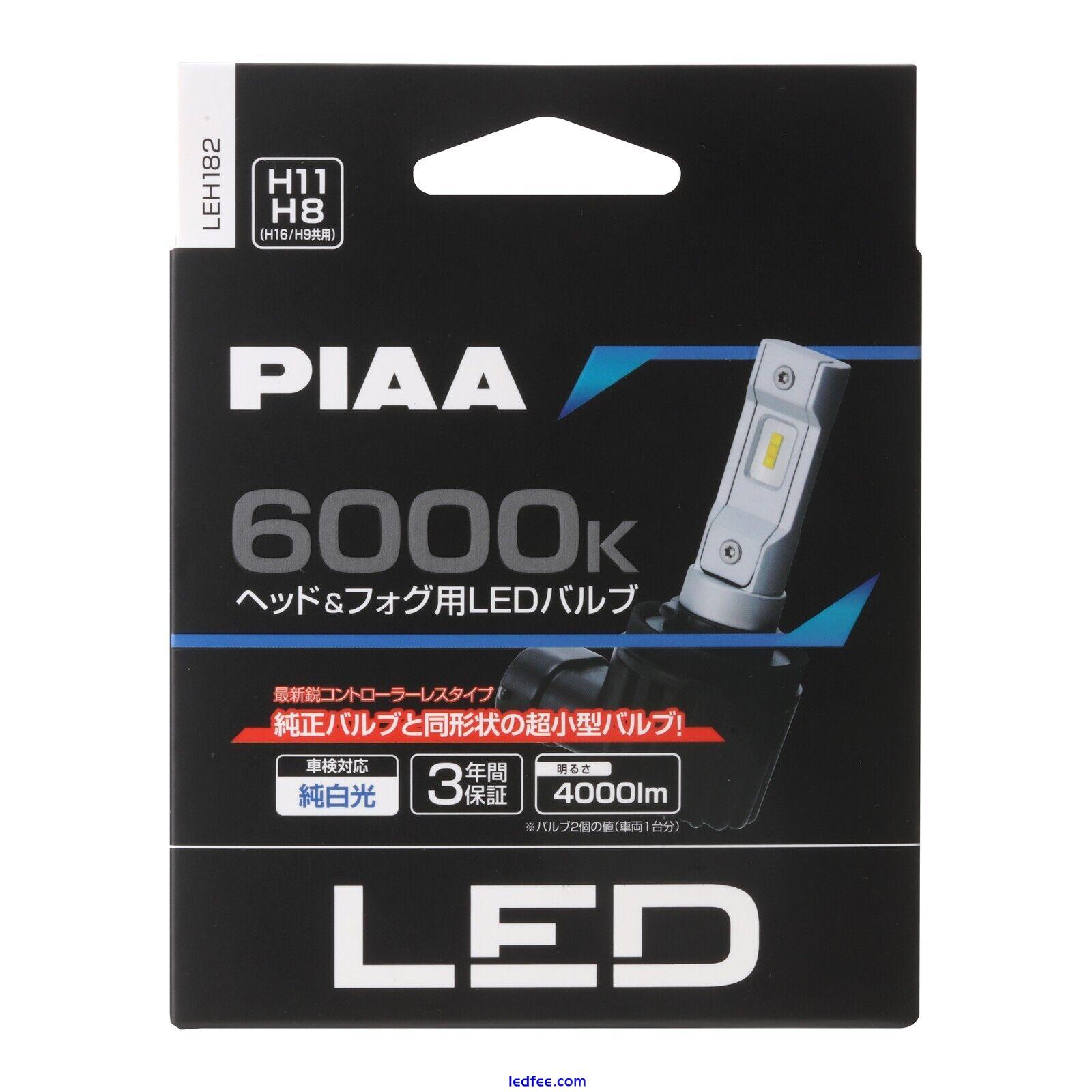 PIAA Ultra LED Bulbs 6000K for Head/Fog Lights 4000lm(H11/H8/H16/H9)(LEH182)(x2) 4 