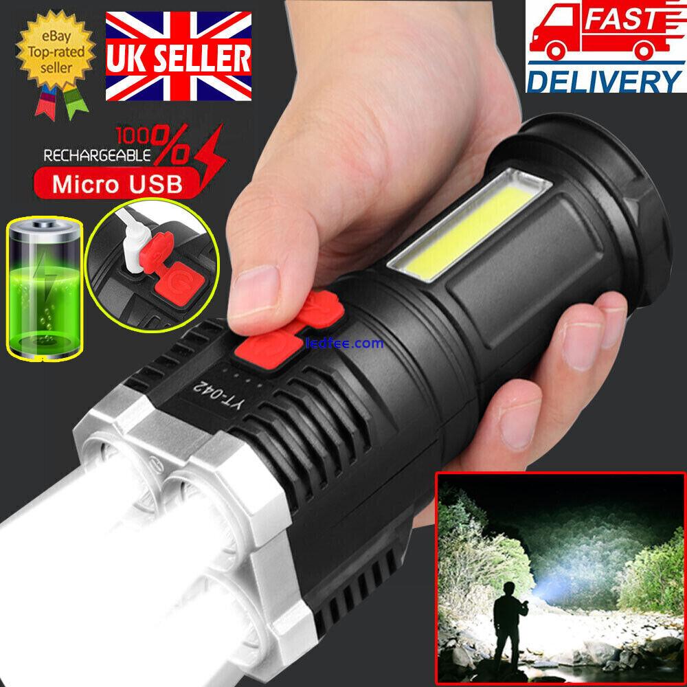 Super Bright 4X LED Flashlight 1900000LM Torch USB Rechargeable Lamp Work Light 0 