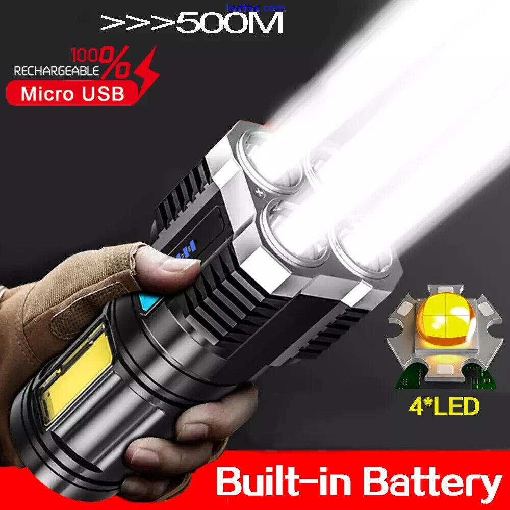 Super Bright 4X LED Flashlight 1900000LM Torch USB Rechargeable Lamp Work Light 2 