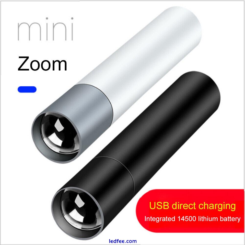 Mini Rechargeable LED Pen Torch Flashlight Lamp Super Bright Waterproof UK 0 