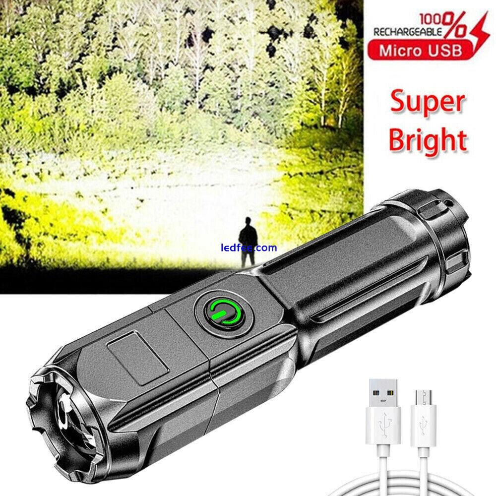 100000 Lumens LED Rechargeable High Power Super Bright Flashlight Tactical Torch 3 