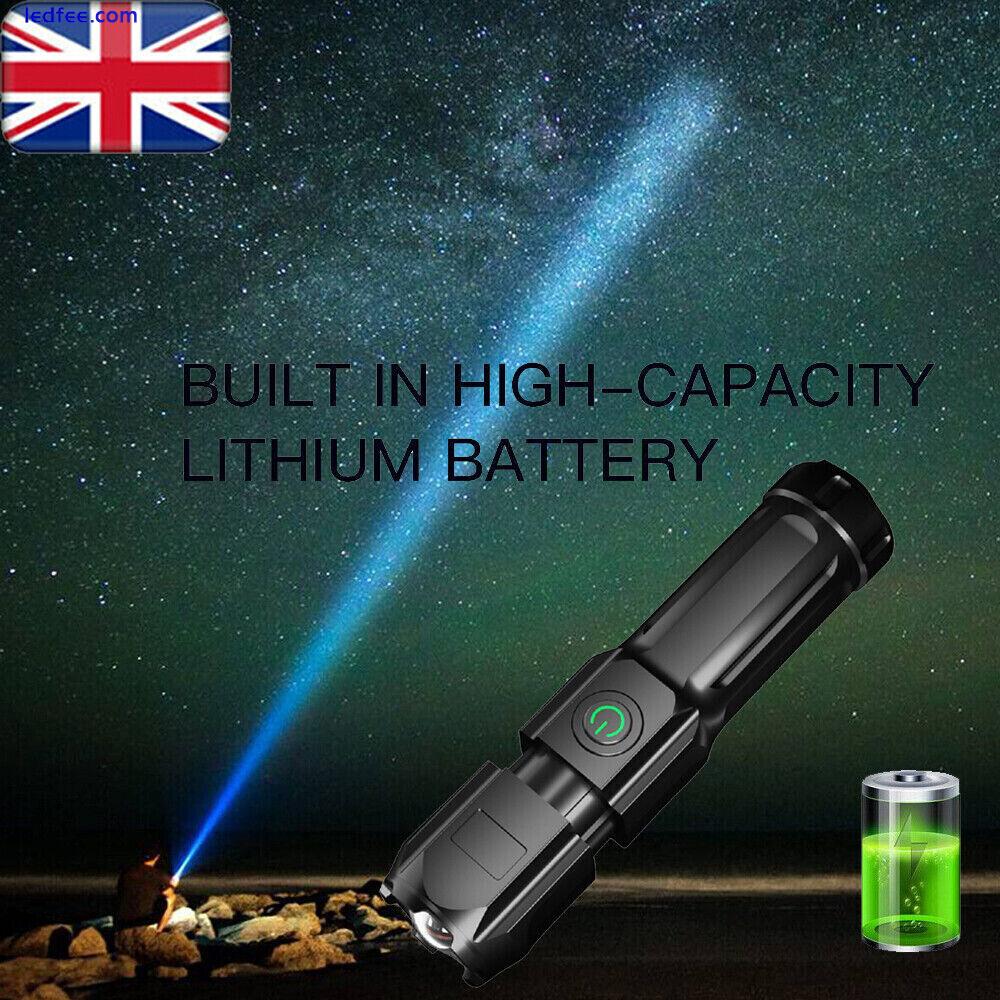 100000 Lumens LED Rechargeable High Power Super Bright Flashlight Tactical Torch 2 