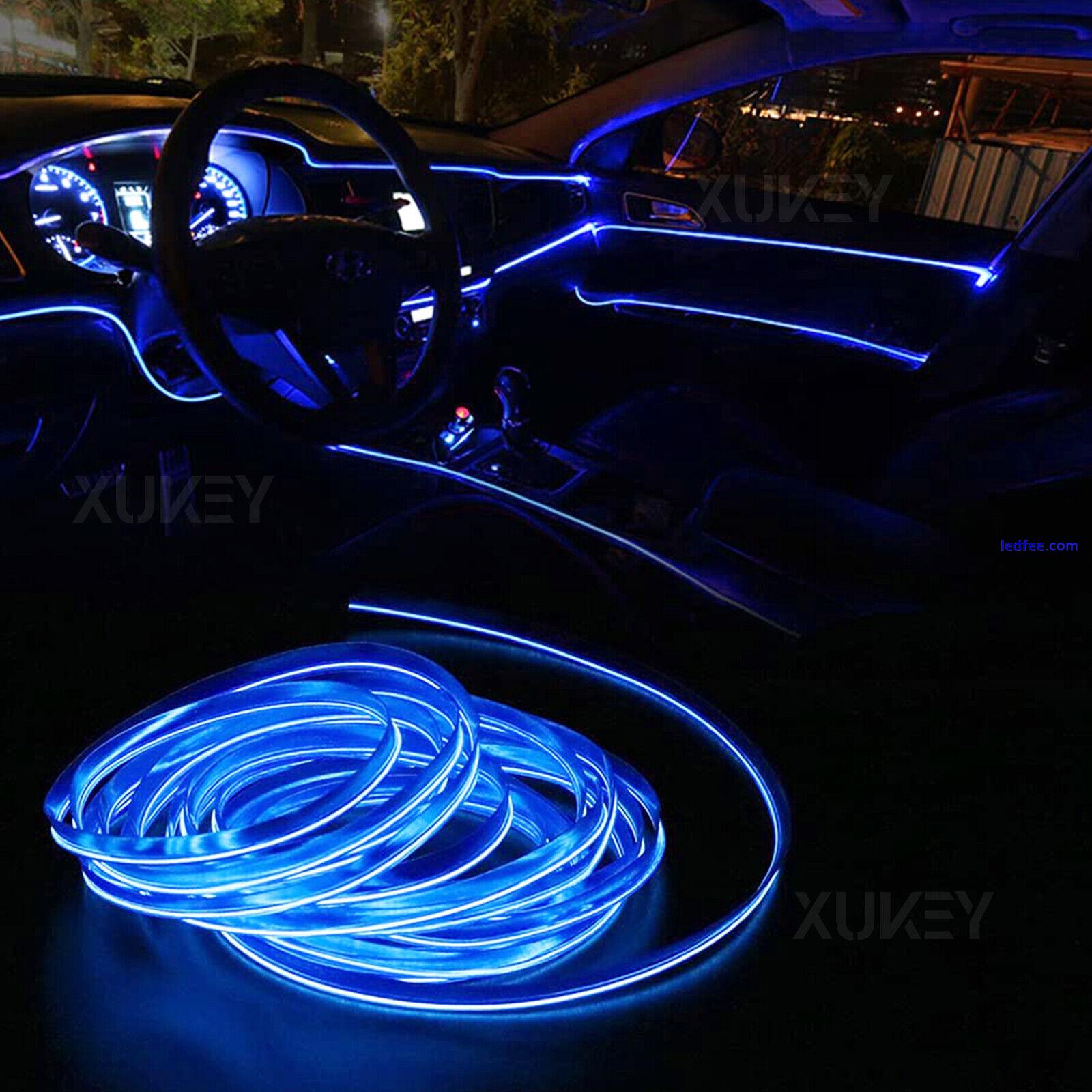 5M USB Car Interior LED Strip Lights Ambient Lighting Blue Neon Dash Glow Tube 1 