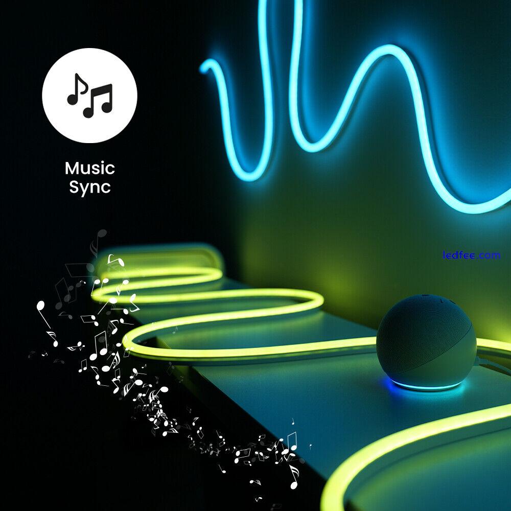 Smart LED Neon Rope Lights Flexible Strip Colour Changing Music Sync App Control 2 