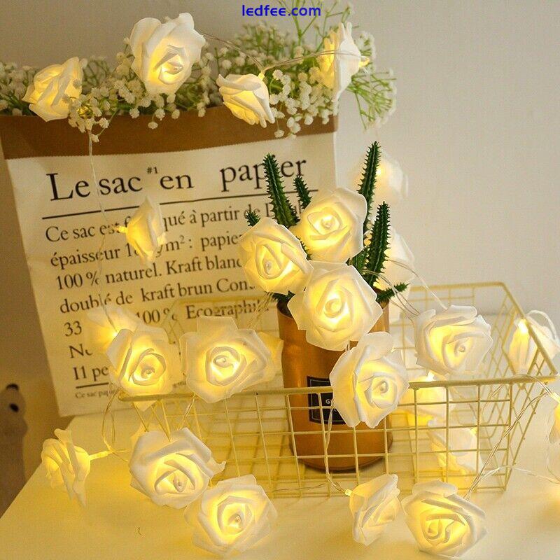 10LED Rose Flower Fairy String Lights Wedding Party Home Window Decoration Light 0 