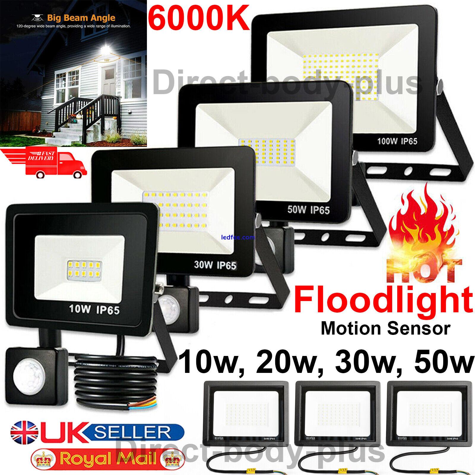 LED Floodlight Motion Sensor 10W-100W Security Outdoor PIR Flood Light Garden 0 