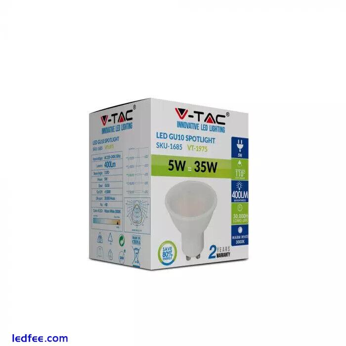 V-TAC 5W GU10 SPOTLIGHT 6400K GU10 110'D 400LM (PACK OF 10) 2 