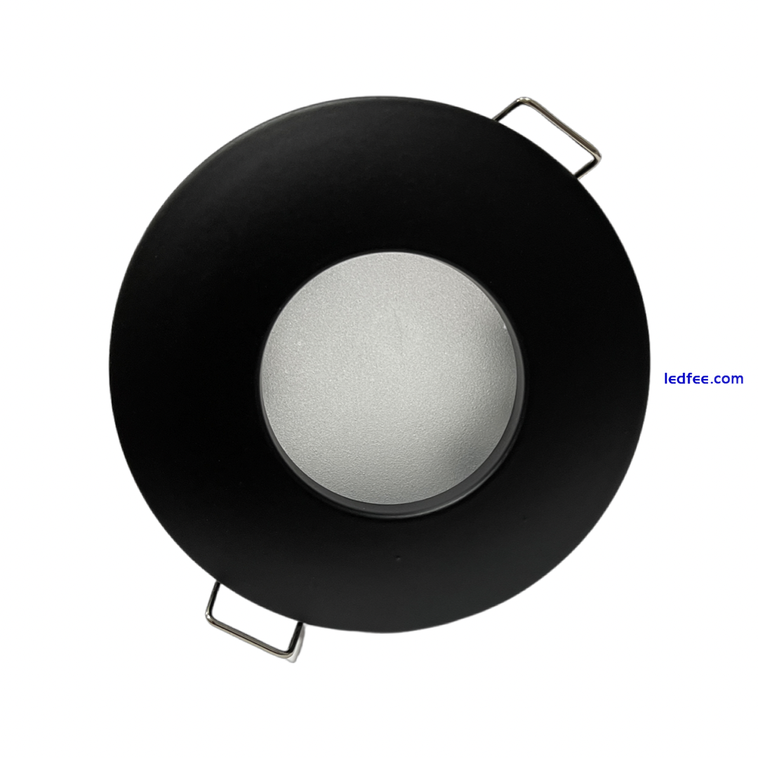 Matt Black Recessed Downlight Round Bathroom GU10 Ceiling Light IP65 Spotlight 2 