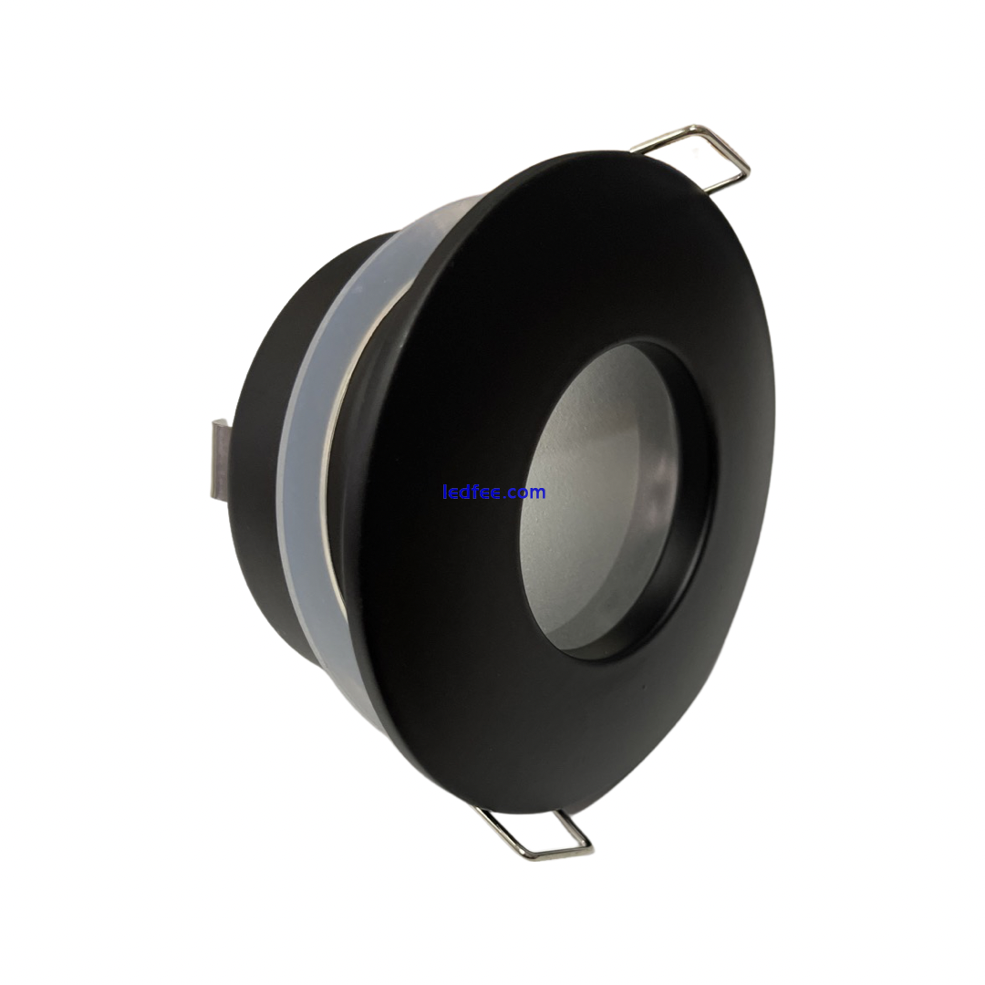 Matt Black Recessed Downlight Round Bathroom GU10 Ceiling Light IP65 Spotlight 1 