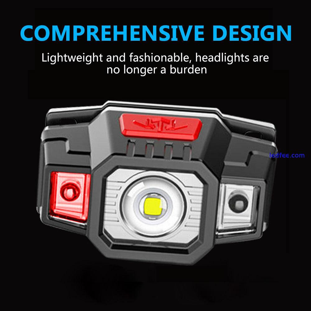 USB Rechargeable LED Headlamp Head Torch Lamp Red Light Induction Sensor Outdoor 1 