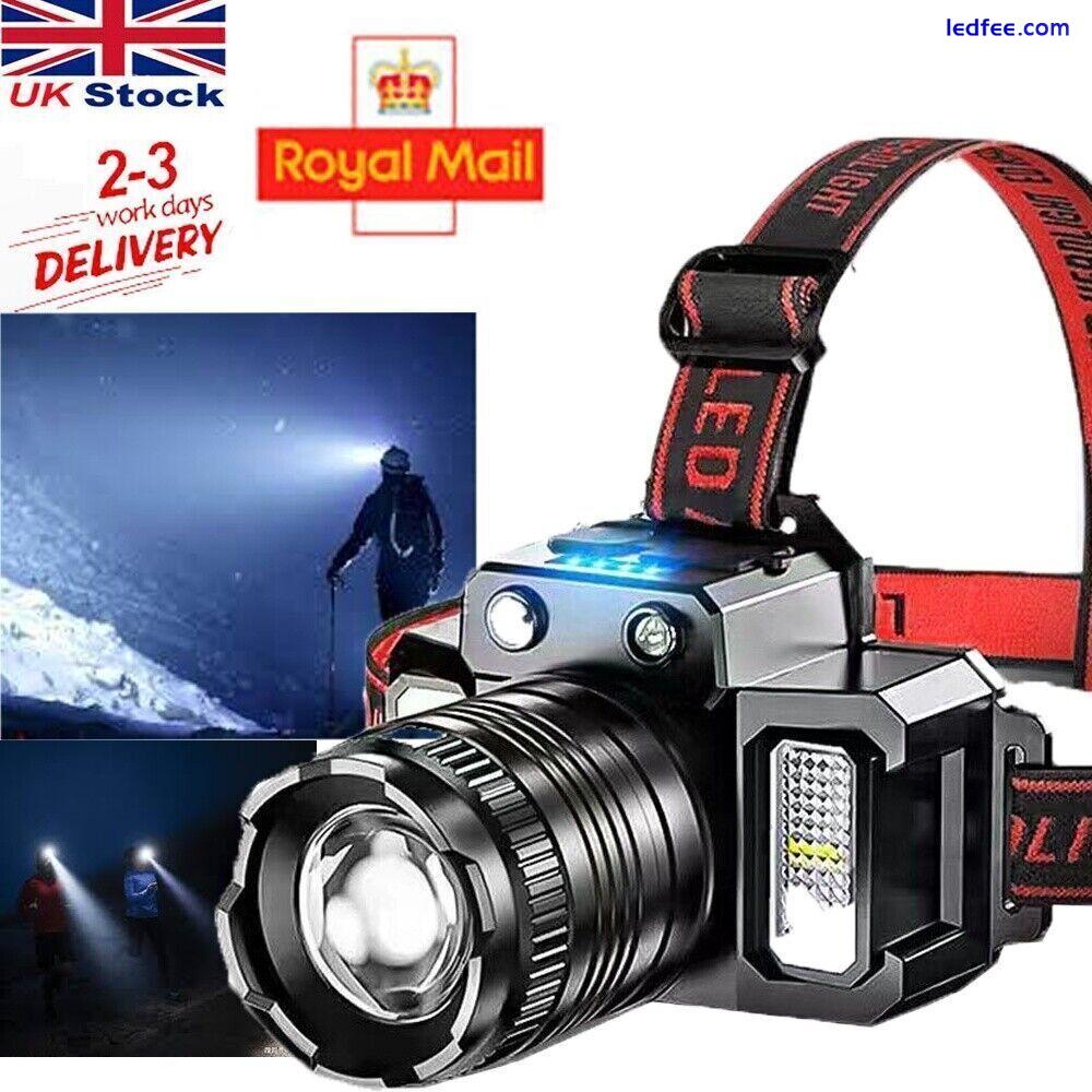 Waterproof Headlight Super Bright Head Torch LED USB Headlamp Camping Fishing UK 0 