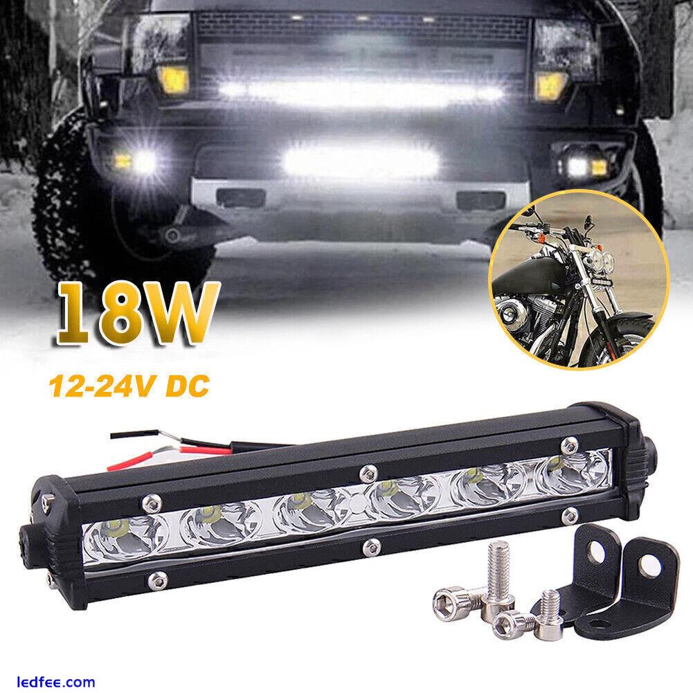 7'' 18W Single Row Slim LED Work Light Bar Fog Offroad SUV 4WD Car Boat Truck 0 