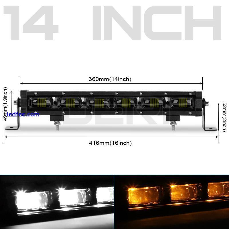 14inch LED Work Light Bar 60W Amber White Spot Flood Fog Driving Offroad ATV SUV 0 