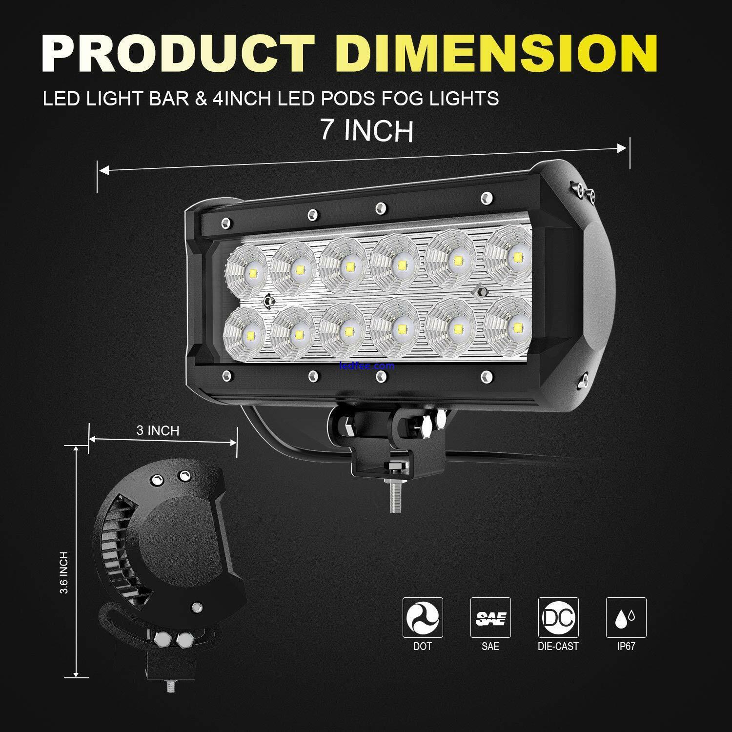 2x 7inch 3600LM LED Work Light Bar Flood Beam Fog Lamp Offroad Driving Truck SUV 2 