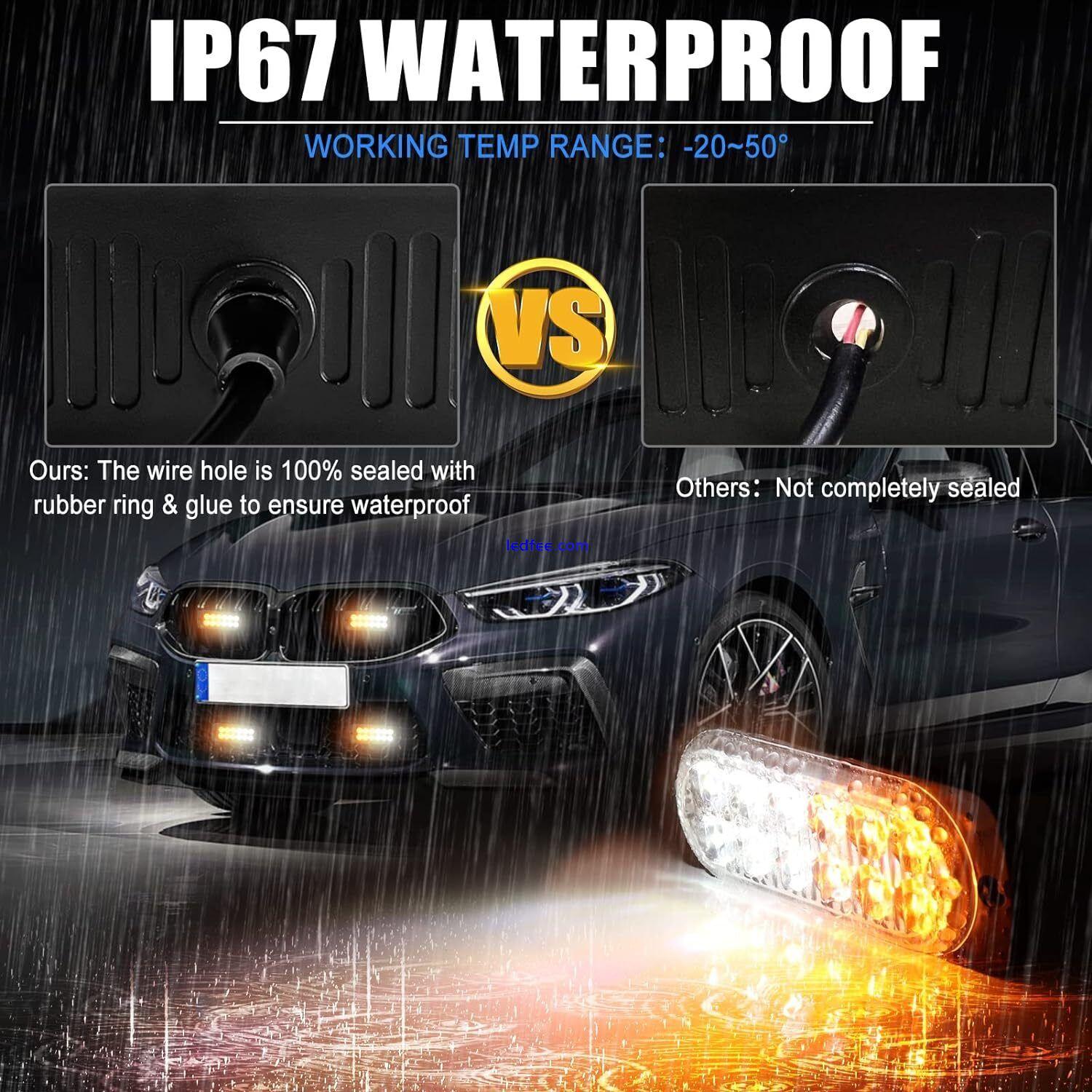 4x 12 LED Strobe Light Bar Car Truck Flashing Warning Hazard Beacon Amber/White 0 