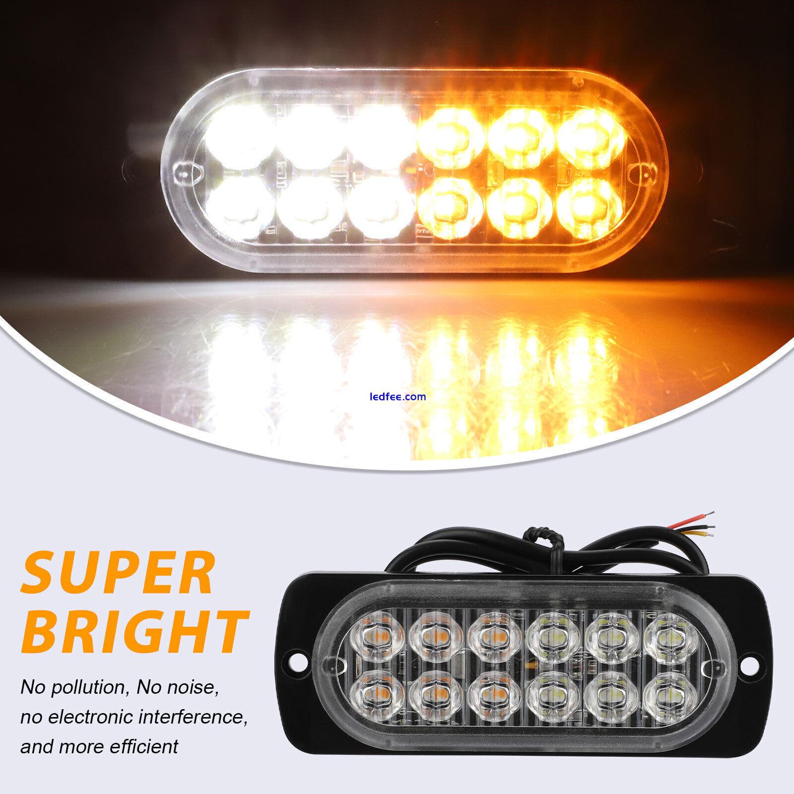 4x 12 LED Strobe Light Bar Car Truck Flashing Warning Hazard Beacon Amber/White 1 