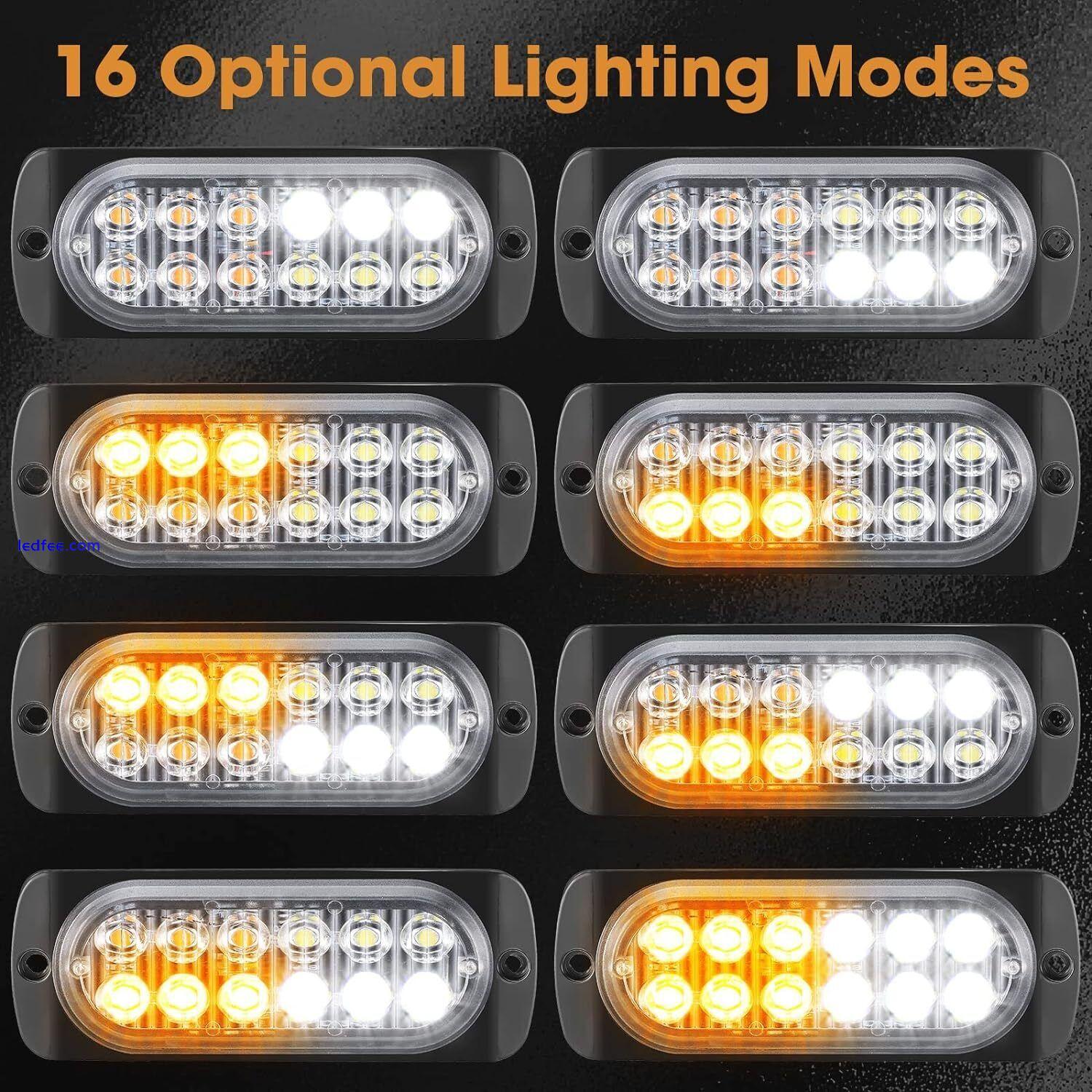 4x 12 LED Strobe Light Bar Car Truck Flashing Warning Hazard Beacon Amber/White 4 