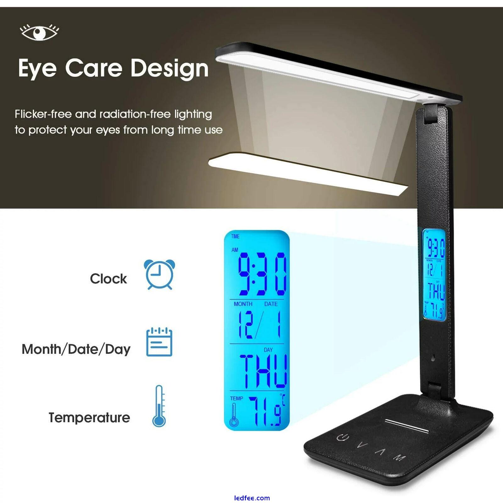 LED Desk Lamp USB Charging Port Table Lamp with Alarm Date Temperature DeskLight 1 