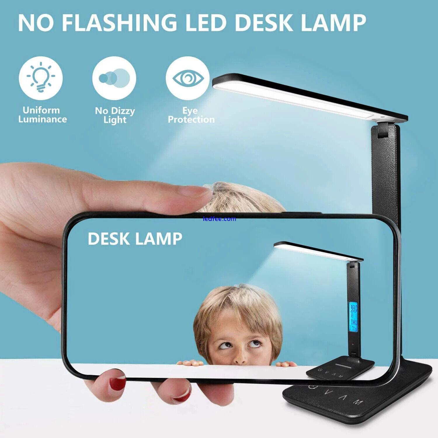 LED Desk Lamp USB Charging Port Table Lamp with Alarm Date Temperature DeskLight 5 