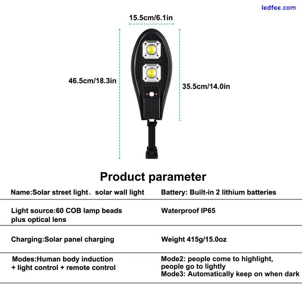 Solar Street Light LED Outdoor Dusk-to-Dawn Area Road  Remote Control Spotlight 5 