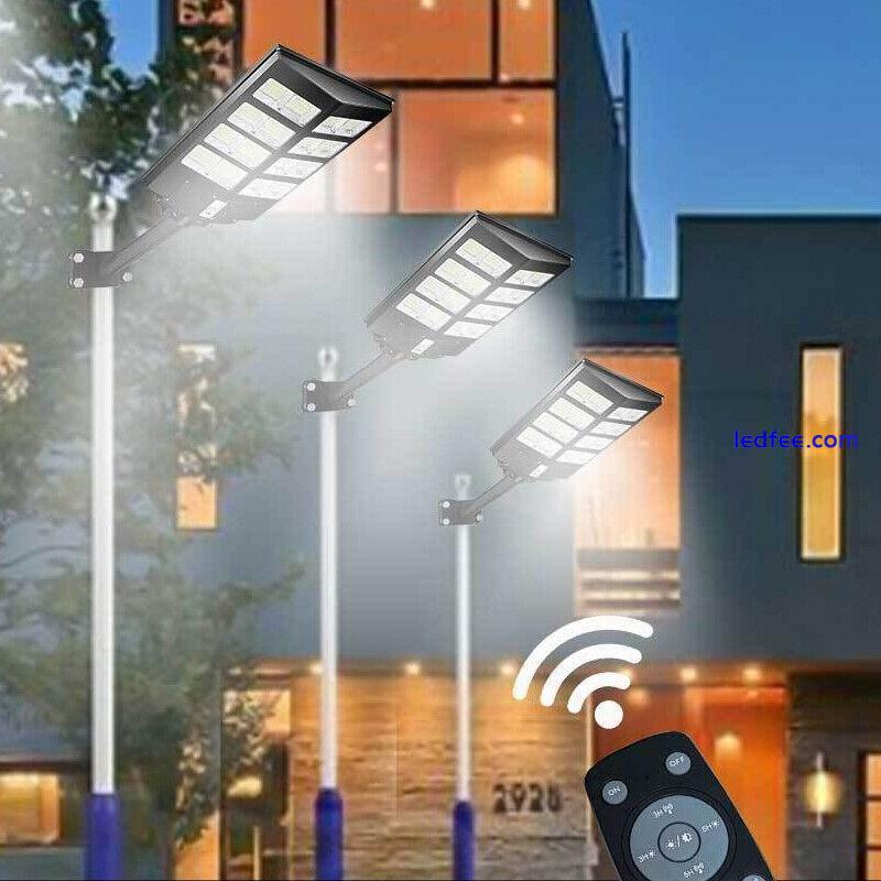 LED Street Light Solar Power with Pole Remote Control sensor Waterproof Garden 4 