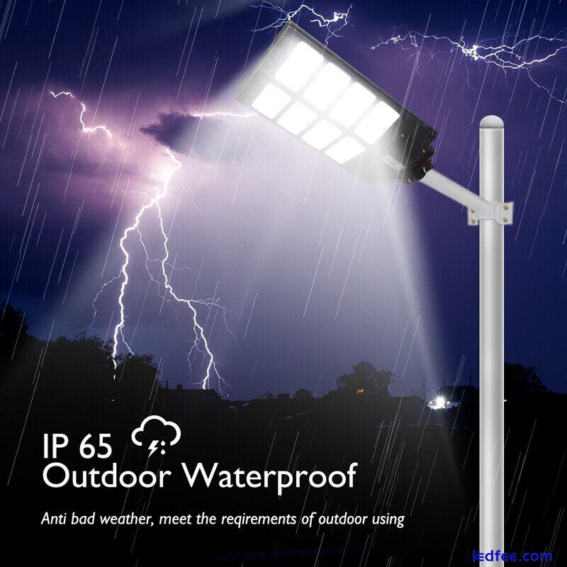 LED Street Light Solar Power with Pole Remote Control sensor Waterproof Garden 5 