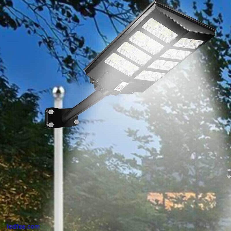 LED Street Light Solar Power with Pole Remote Control sensor Waterproof Garden 3 