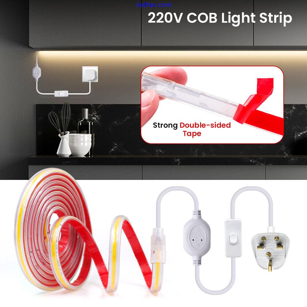 High Density COB LED Strip Lights 220V IP67 Double Side Tape Rope Self Adhesive 0 