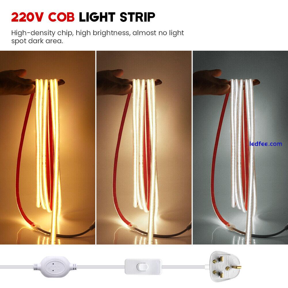 High Density COB LED Strip Lights 220V IP67 Double Side Tape Rope Self Adhesive 2 