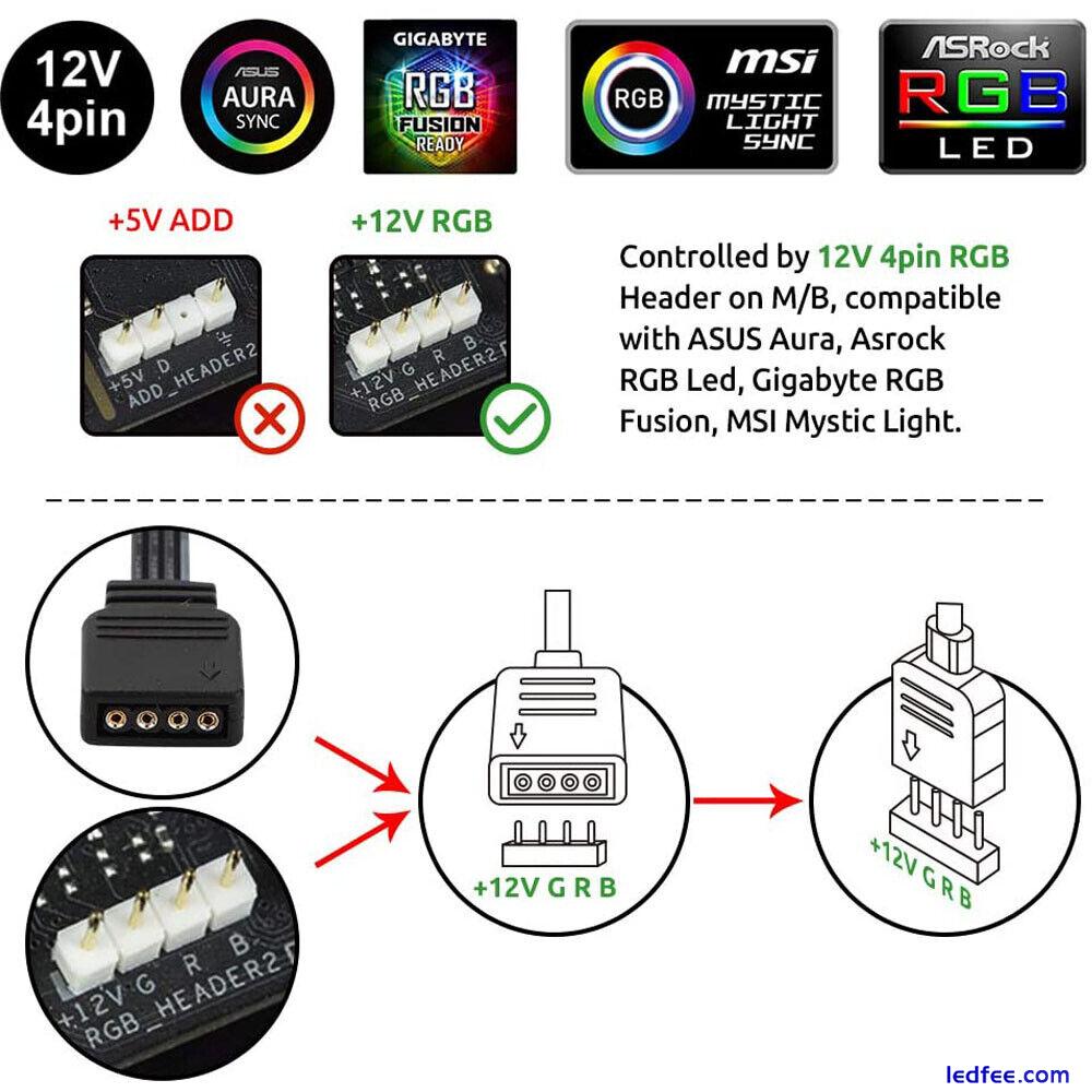 Led Strip 5050 DC12V 4pin PC Motherboard ASUS Aura SYNC RGB Header (+12V,G,R,B) 4 