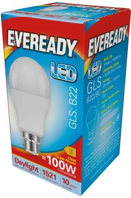 100W Equiv LED GLS Light Bulb Bayonet BC B22 Warm, Cool, Daylight White 1 