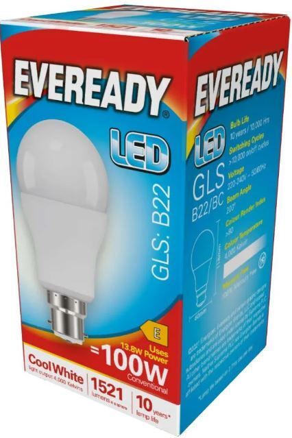 100W Equiv LED GLS Light Bulb Bayonet BC B22 Warm, Cool, Daylight White 0 