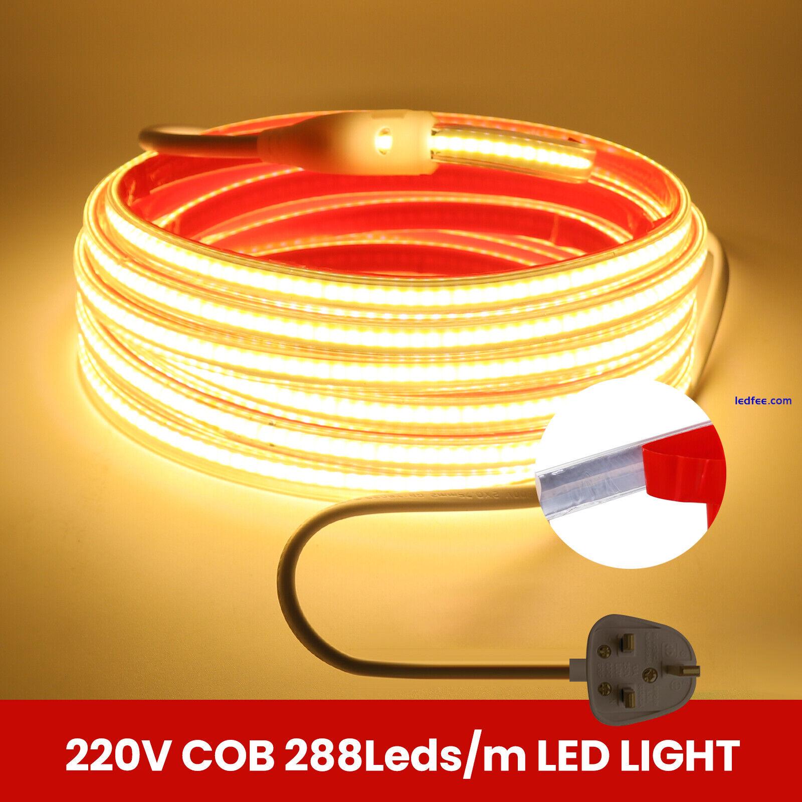 220V COB LED Strip Light Mains Plug Waterproof IP67 Flexible Outdoor Kitchen Dec 3 