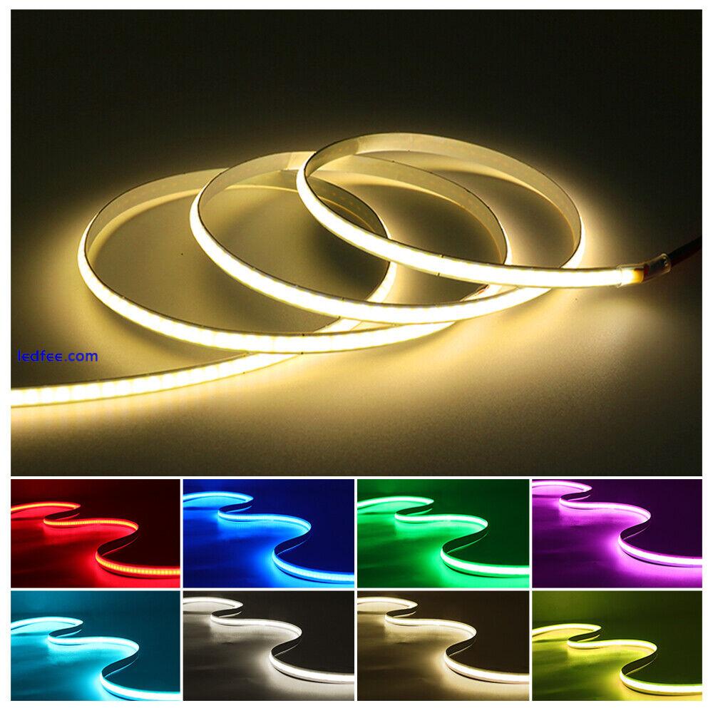 High Density COB LED Strip Lights 5V 12V Flexible Tape Rope Cabinet Kitchen Lamp 2 