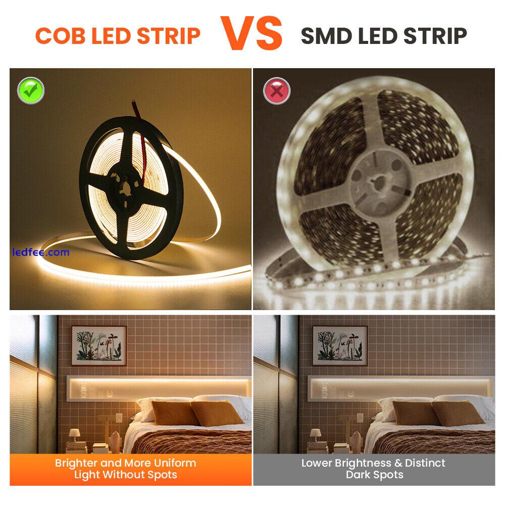 High Density COB LED Strip Lights 5V 12V Flexible Tape Rope Cabinet Kitchen Lamp 4 