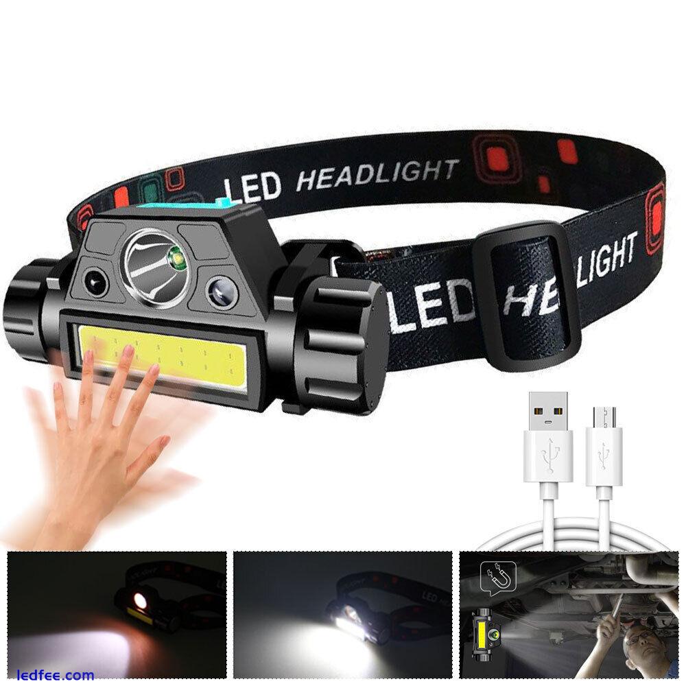 LED Head Torch Rechargeable Night Buddy Headlamp Motion Sensor Waterproof Light 0 