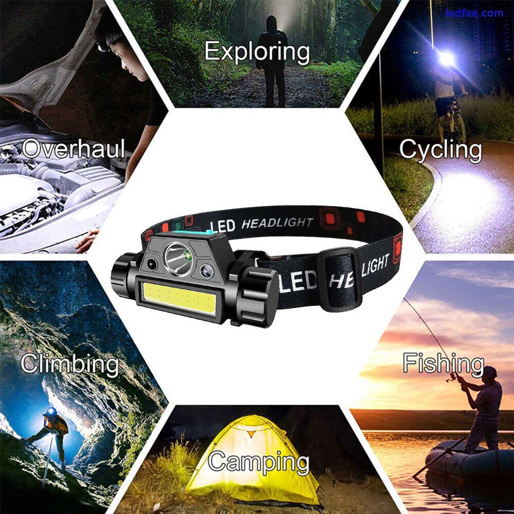 LED Head Torch Rechargeable Night Buddy Headlamp Motion Sensor Waterproof Light 3 