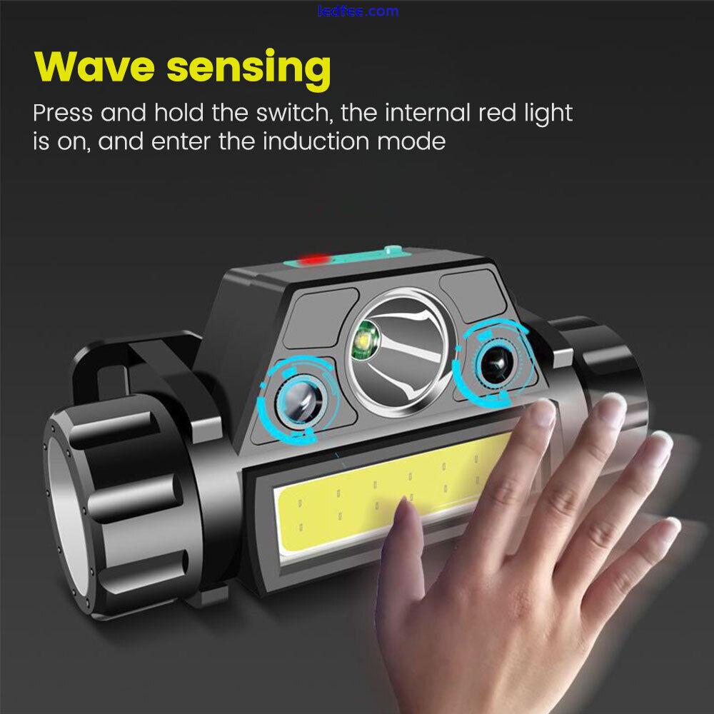 LED Head Torch Rechargeable Night Buddy Headlamp Motion Sensor Waterproof Light 5 