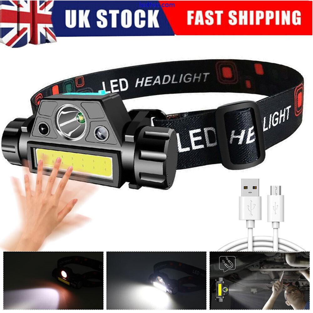 LED Head Torch Rechargeable Night Buddy Headlamp Motion Sensor Waterproof Light 1 