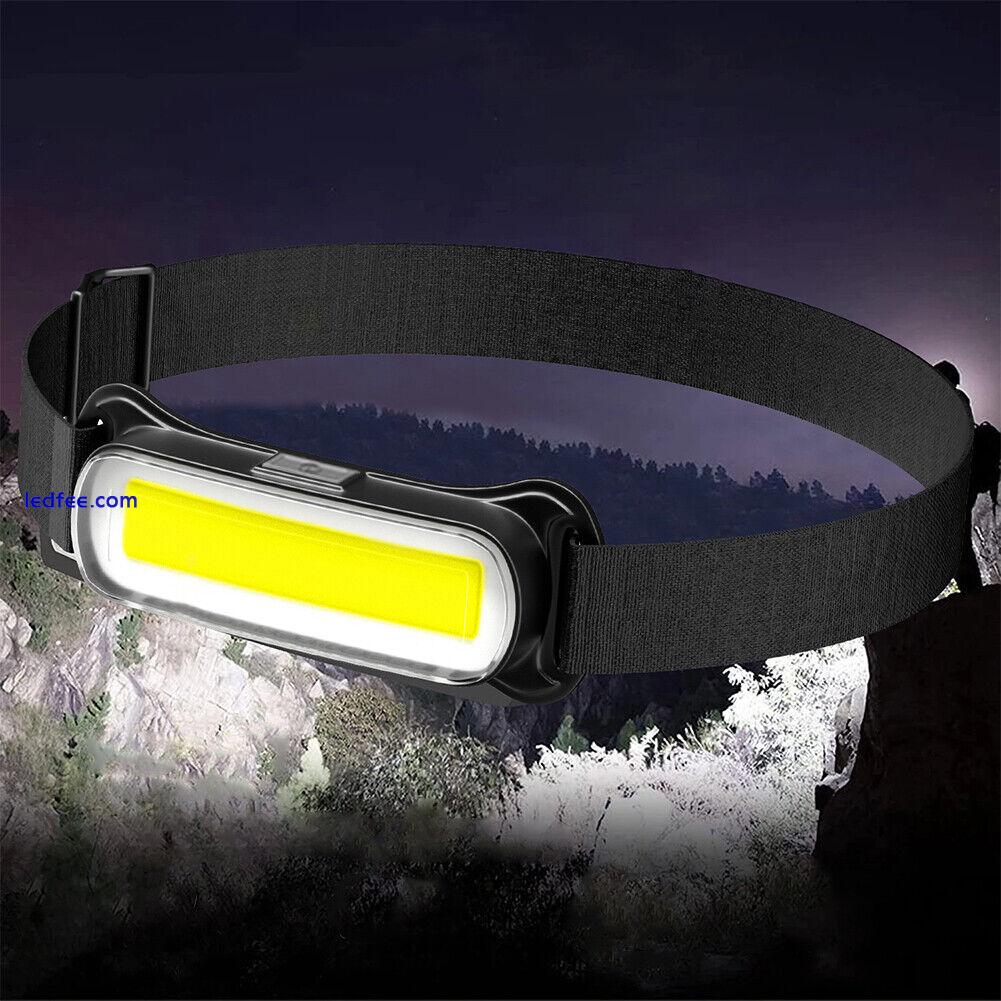 LED COB Headlamp USB Rechargeable Headlight Torch Work Light Bar Head Band Lamp 1 