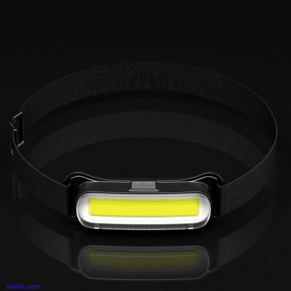 LED COB Headlamp USB Rechargeable Headlight Torch Work Light Bar Head Band Lamp 4 