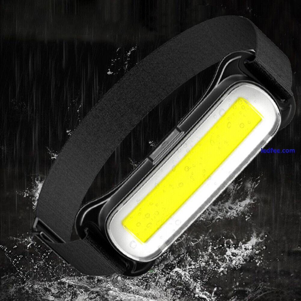 LED COB Headlamp USB Rechargeable Headlight Torch Work Light Bar Head Band Lamp 3 