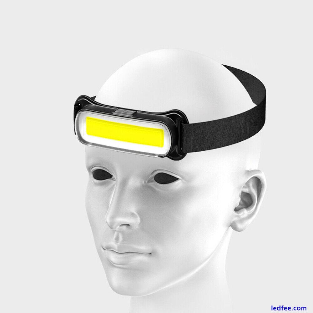 LED COB Headlamp USB Rechargeable Headlight Torch Work Light Bar Head Band Lamp 5 