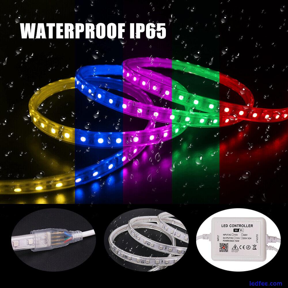 RGB LED Strip Lights 220V 110V 5050SMD IP67 Waterproof Tape Commercial Rope WIFI 2 