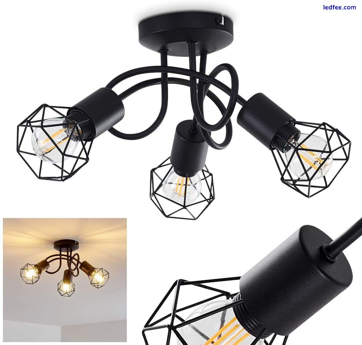 3 Way Ceiling Lights Modern Black Decorative Semi Flush Metal Crossover Fitting 1 