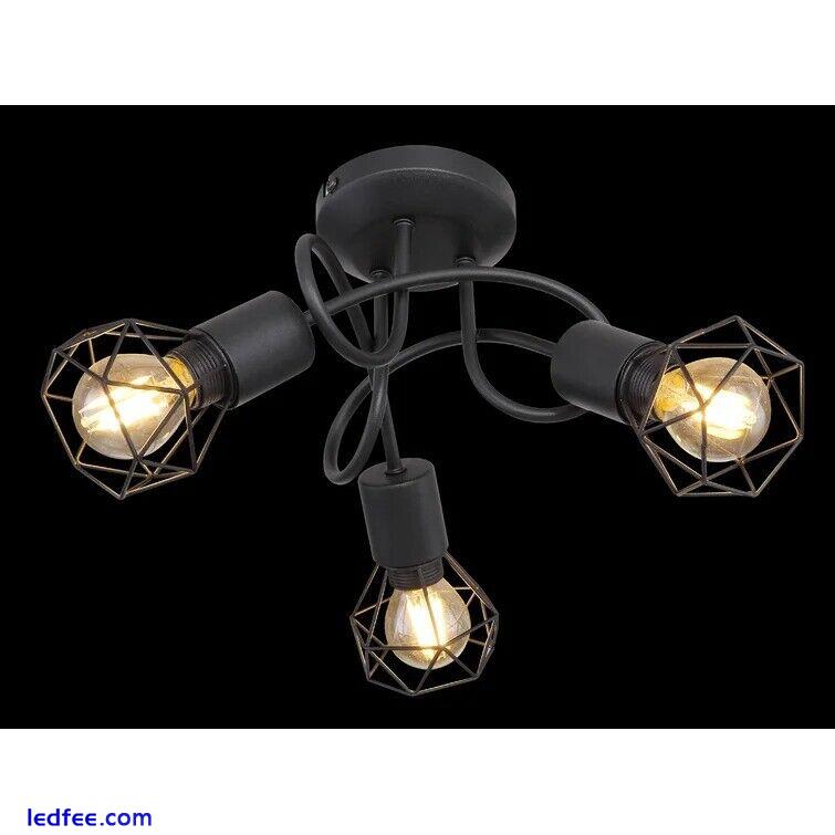 3 Way Ceiling Lights Modern Black Decorative Semi Flush Metal Crossover Fitting 5 