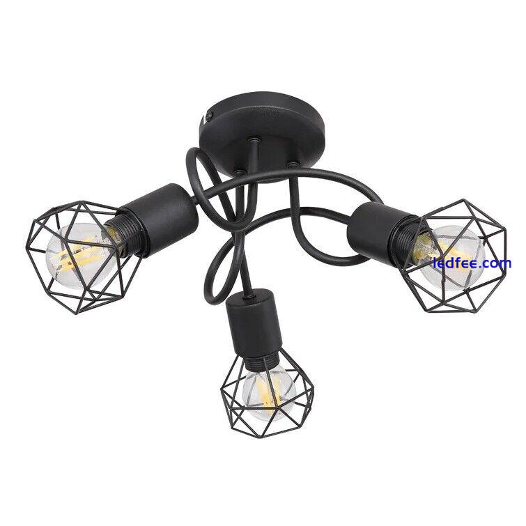 3 Way Ceiling Lights Modern Black Decorative Semi Flush Metal Crossover Fitting 3 