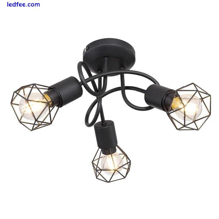 3 Way Ceiling Lights Modern Black Decorative Semi Flush Metal Crossover Fitting 2 