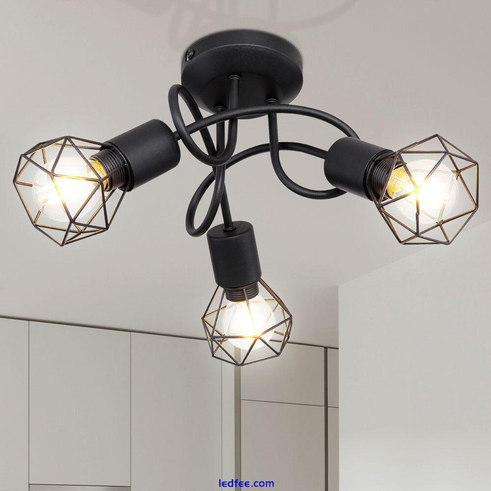 3 Way Ceiling Lights Modern Black Decorative Semi Flush Metal Crossover Fitting 4 